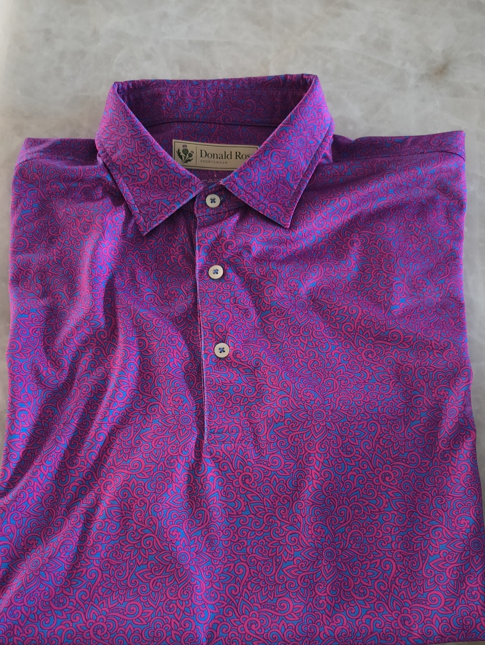 Donald Ross Men's Abstract Button Down in Pink & Blue Like New